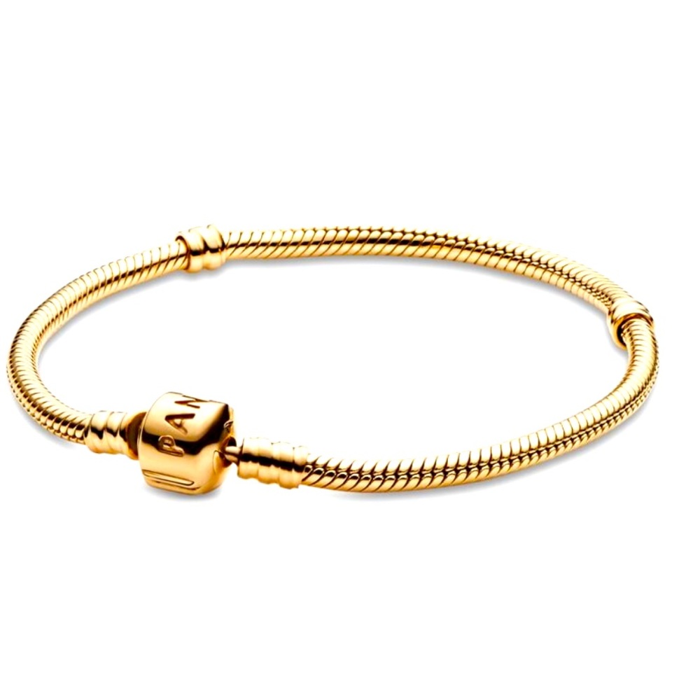 14k Yellow Gold Pandora snake chain charm Bracelet.